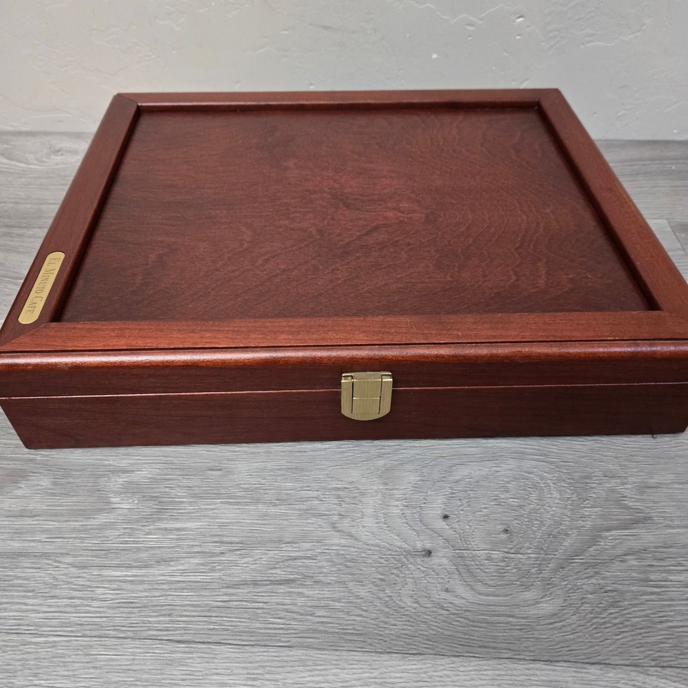 Vintage Boxes by Pandora Brown Wood Display Box 12.5x10.5 Cafe Plaque Lined
